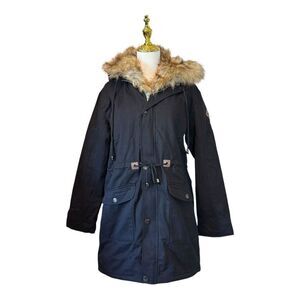 Manvelous Black Winter Jacket with Faux Fur Detailing XL NWT